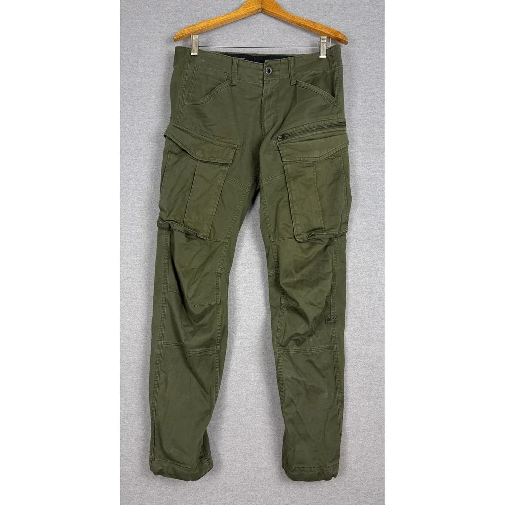 G-Star RAW Rovic Zip 3D Straight Tapered Cargo Pants Olive Green Mens 32x29